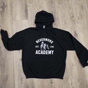 Nevermore Academy Hoodie XL Black Gildan Heavy Blend Wednesday Addams